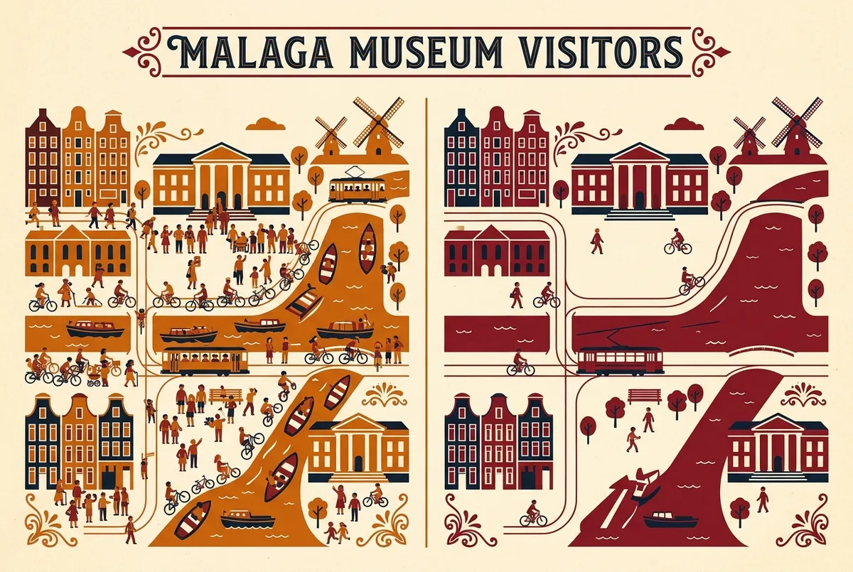 infografia comparando la afluencia de visitantes en temporada alta y temporada baja para elegir la mejor epoca para visitar museo picasso malaga