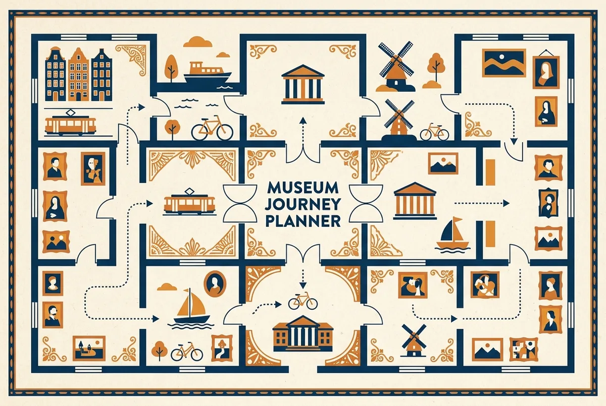infographie illustrée montrant de façon générique les différents types d'œuvres du musée picasso malaga : peinture, céramique, sculpture et dessin