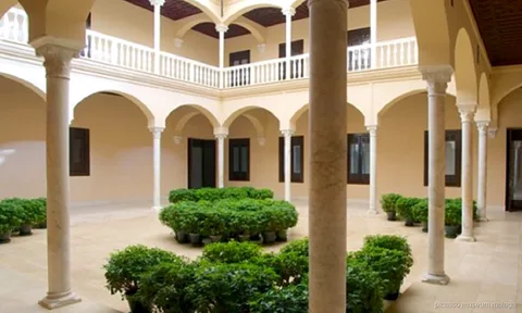 Kunsthistoricus legt een schilderij uit tijdens een Picasso Museum Malaga privétour