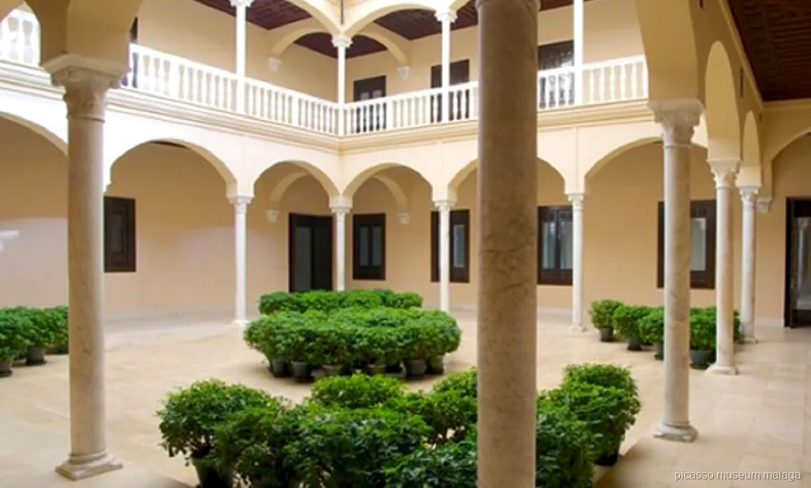 Storica dell'arte che spiega un quadro durante un tour privato al Museo Picasso Malaga